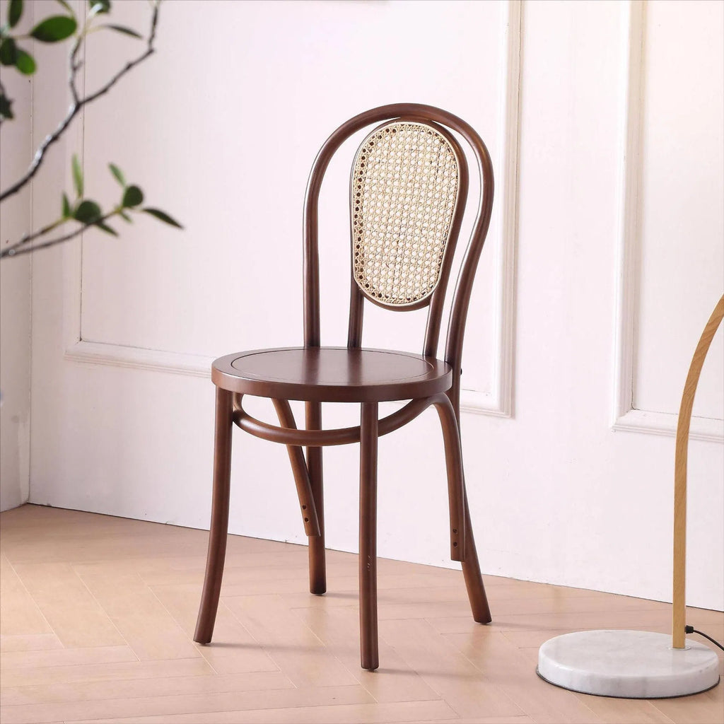 Bistrostoel gebogen hout met rotan rug – foto 2