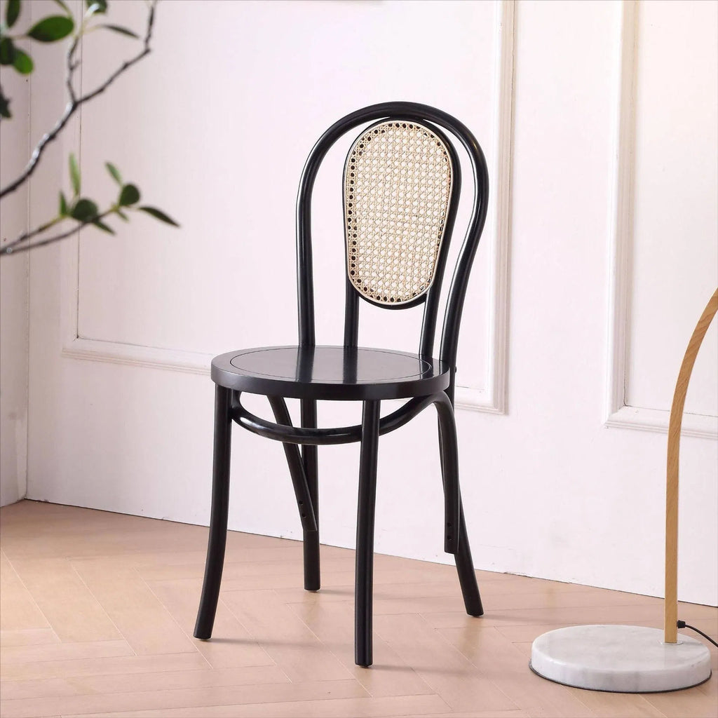 Bistrostoel gebogen hout met rotan rug – foto 5