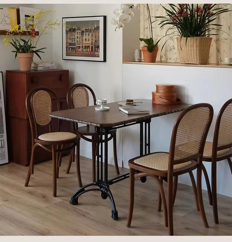 Bistrostoel gebogen hout met rotan rug – foto 3