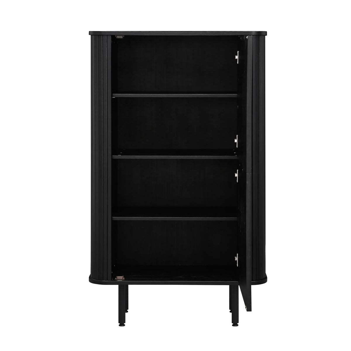 Hoge kast met lamellen en 2 deuren 140 cm – foto 5 – Walnoot