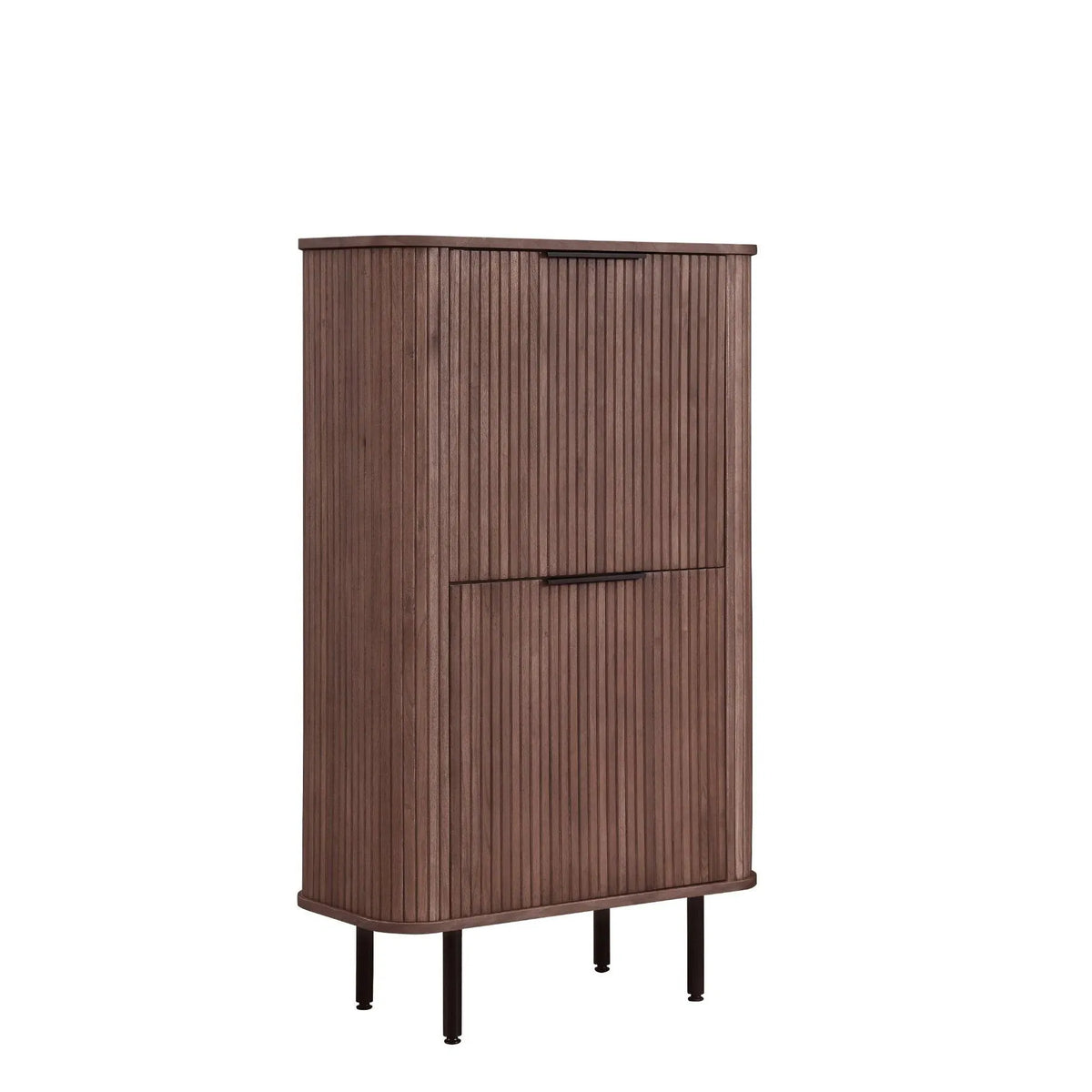 Hoge kast met lamellen en 2 deuren 140 cm – foto 6 – Walnoot
