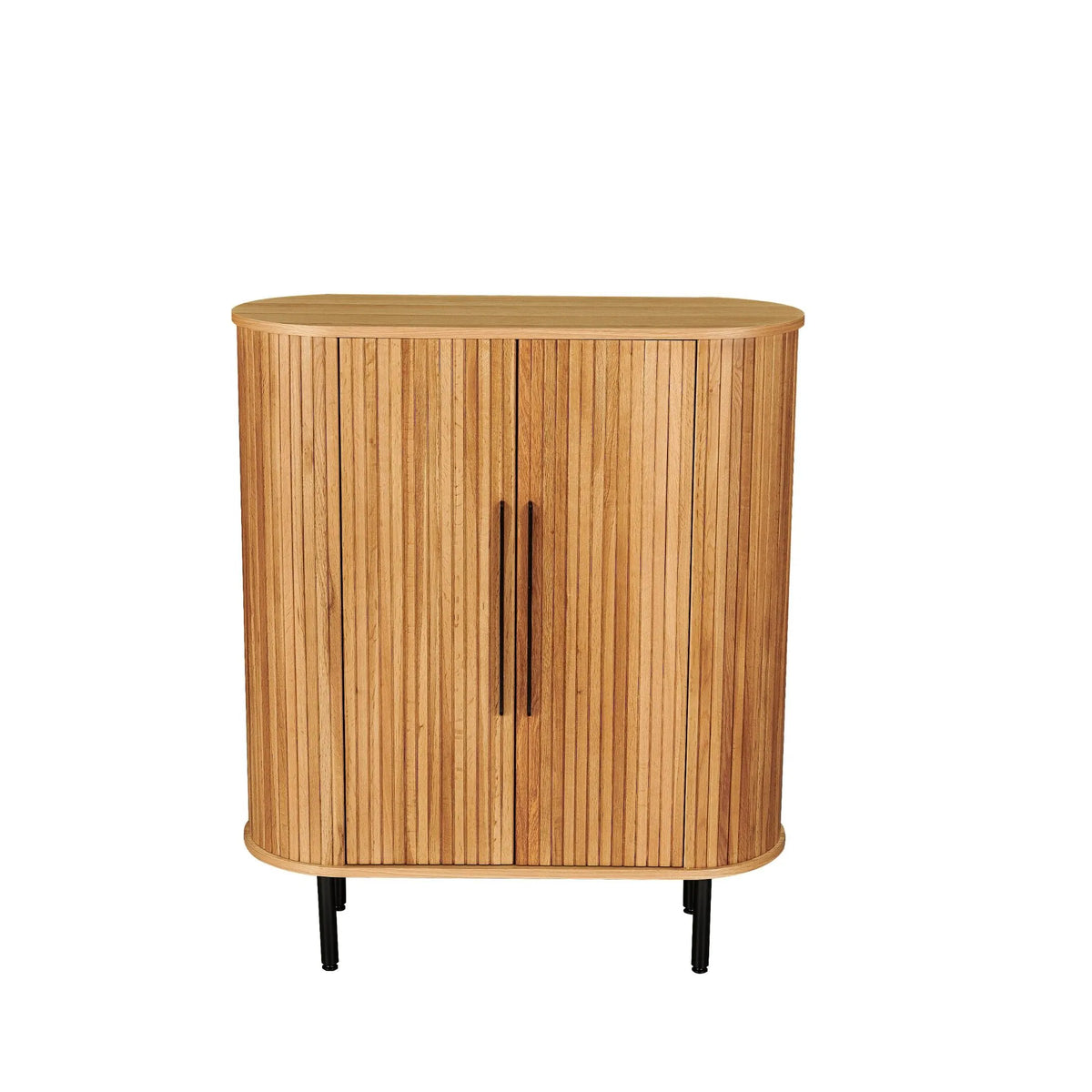 Kast afgerond met lamellen 118 cm – foto 1 – Licht eiken