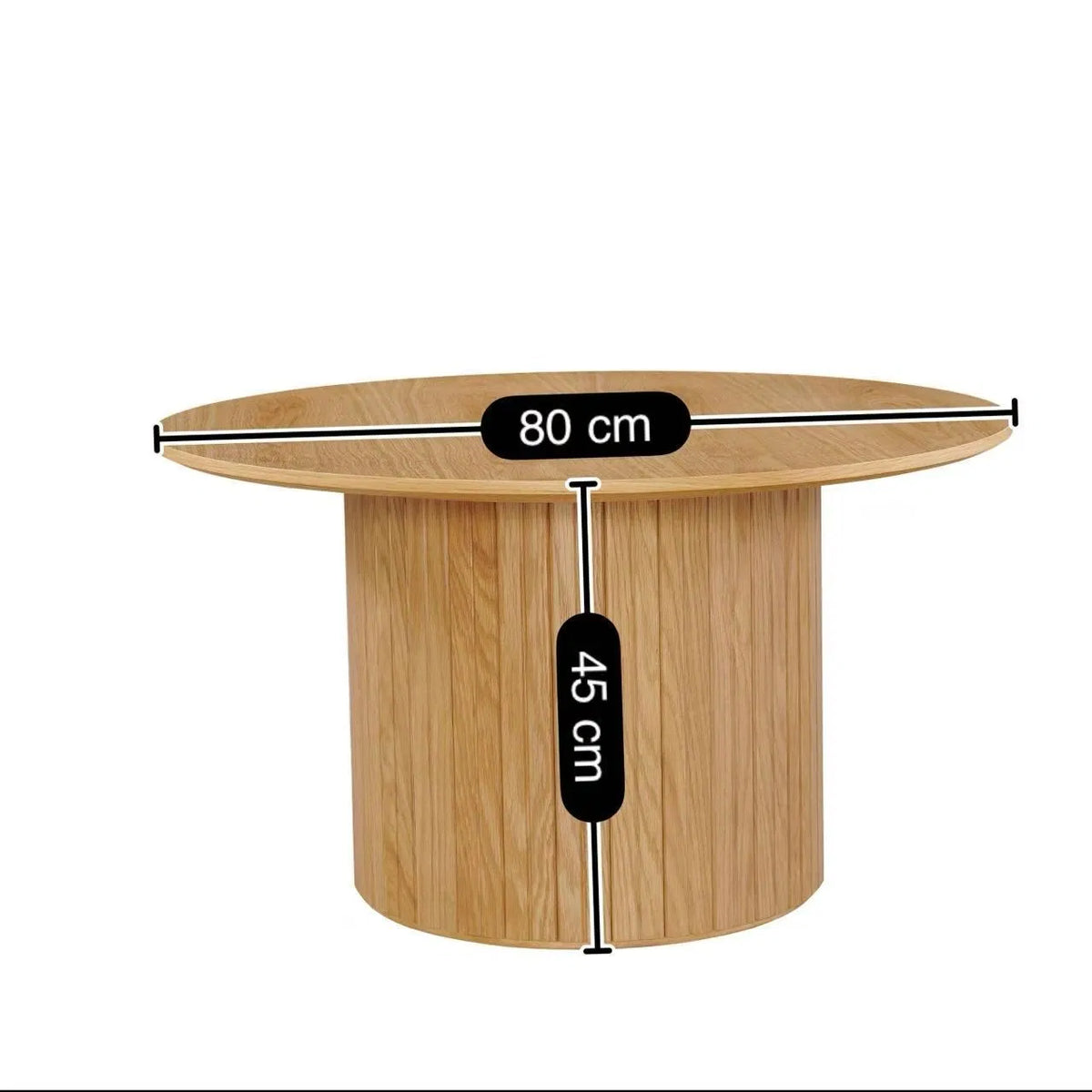 Ronde salontafel met cilindervoet Ø80 cm – foto 1 – Licht eiken