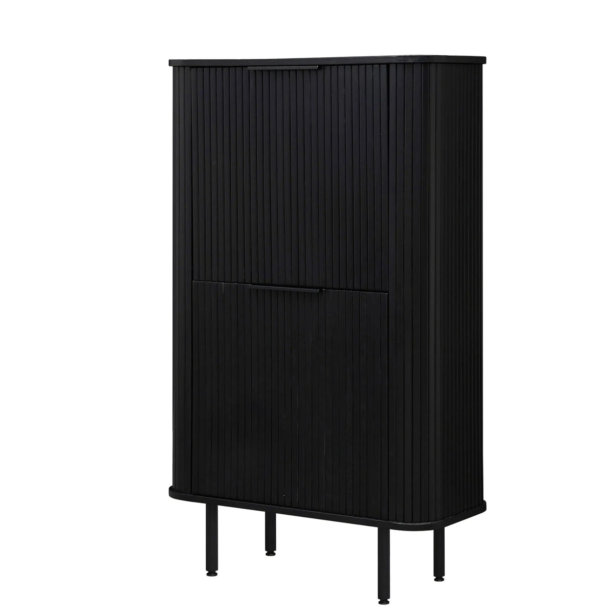 Hoge kast met lamellen en 2 deuren 140 cm – foto 8 – Zwart