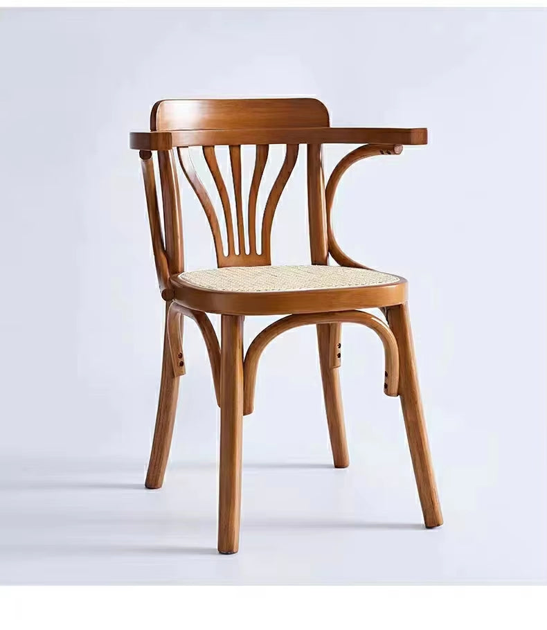Armstoel gebogen hout met rotan – foto 2