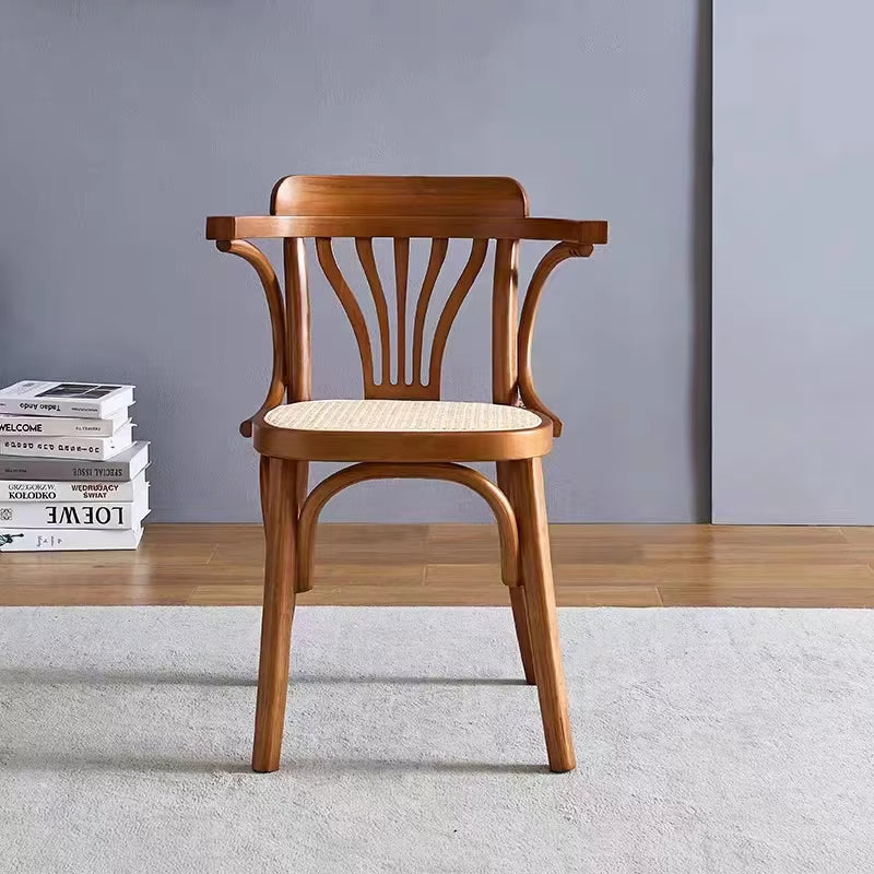 Armstoel gebogen hout met rotan – foto 1