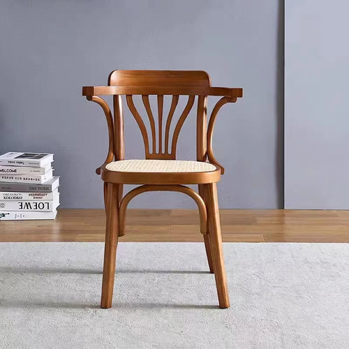 Armstoel gebogen hout met rotan – foto 1