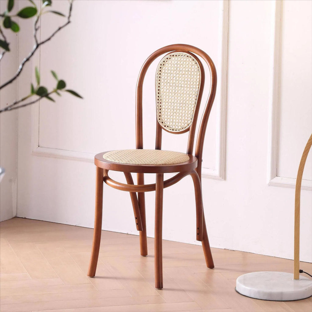 Bistrostoel gebogen hout met rotan rug – foto 6