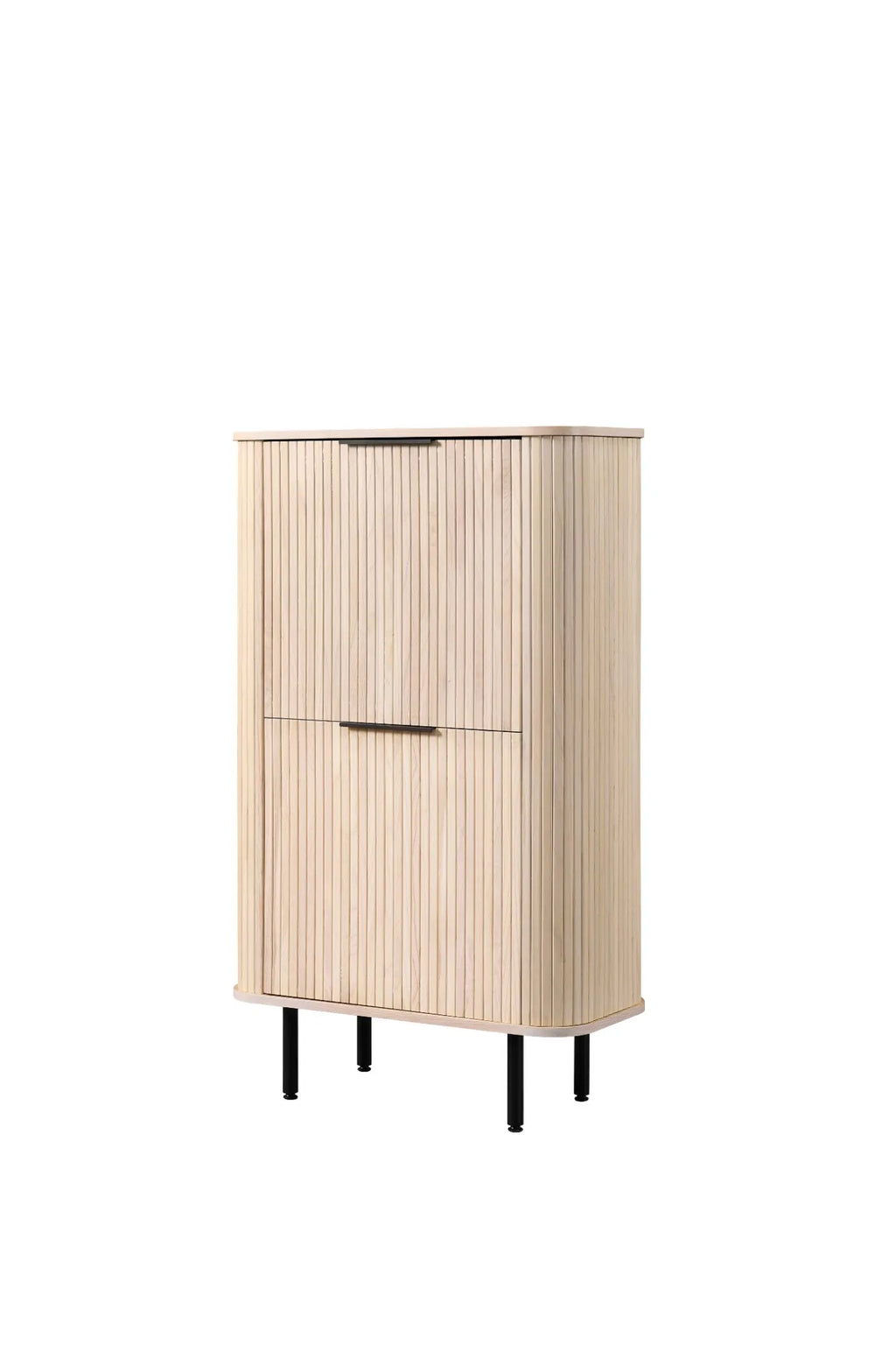 Hoge kast met lamellen en 2 deuren 140 cm – foto 3 – Licht eiken