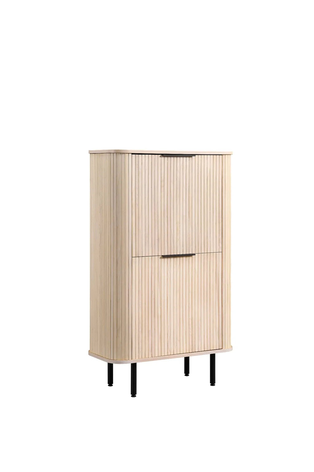 Hoge kast met lamellen en 2 deuren 140 cm – foto 2 – Licht eiken