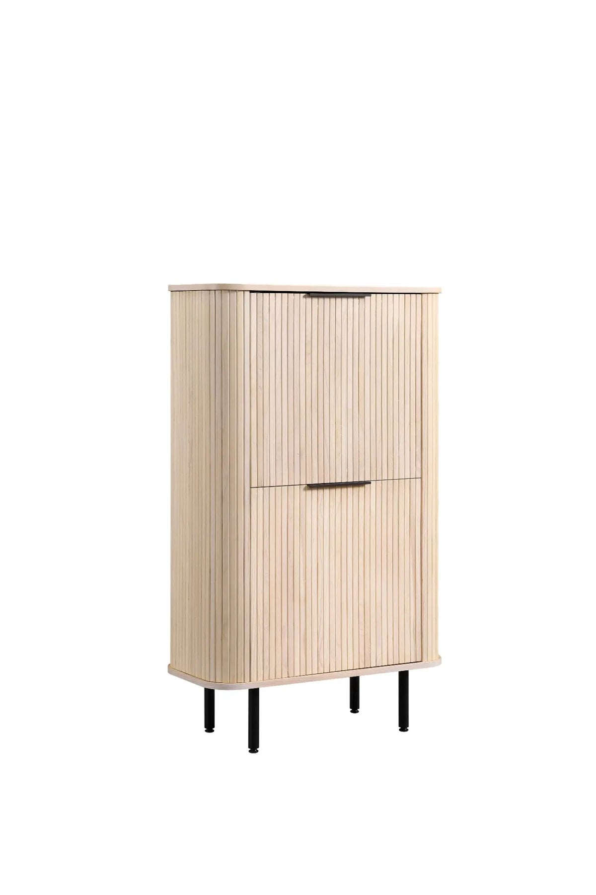 Hoge kast met lamellen en 2 deuren 140 cm – foto 2 – Licht eiken