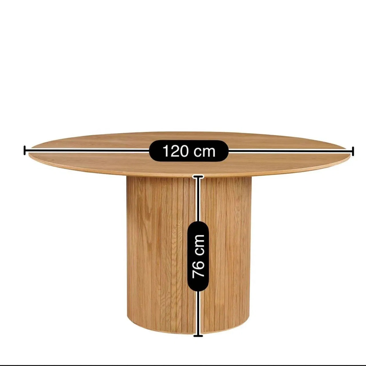 Eettafel rond op blokvoet 120 cm – foto 4 – Licht eiken