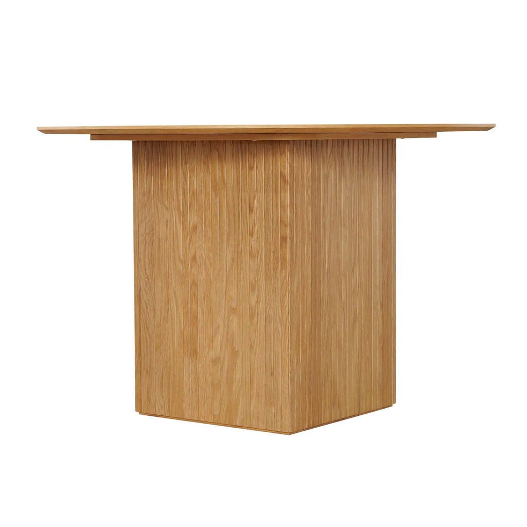 Eettafel rond op blokvoet 120 cm – foto 3 – Licht eiken