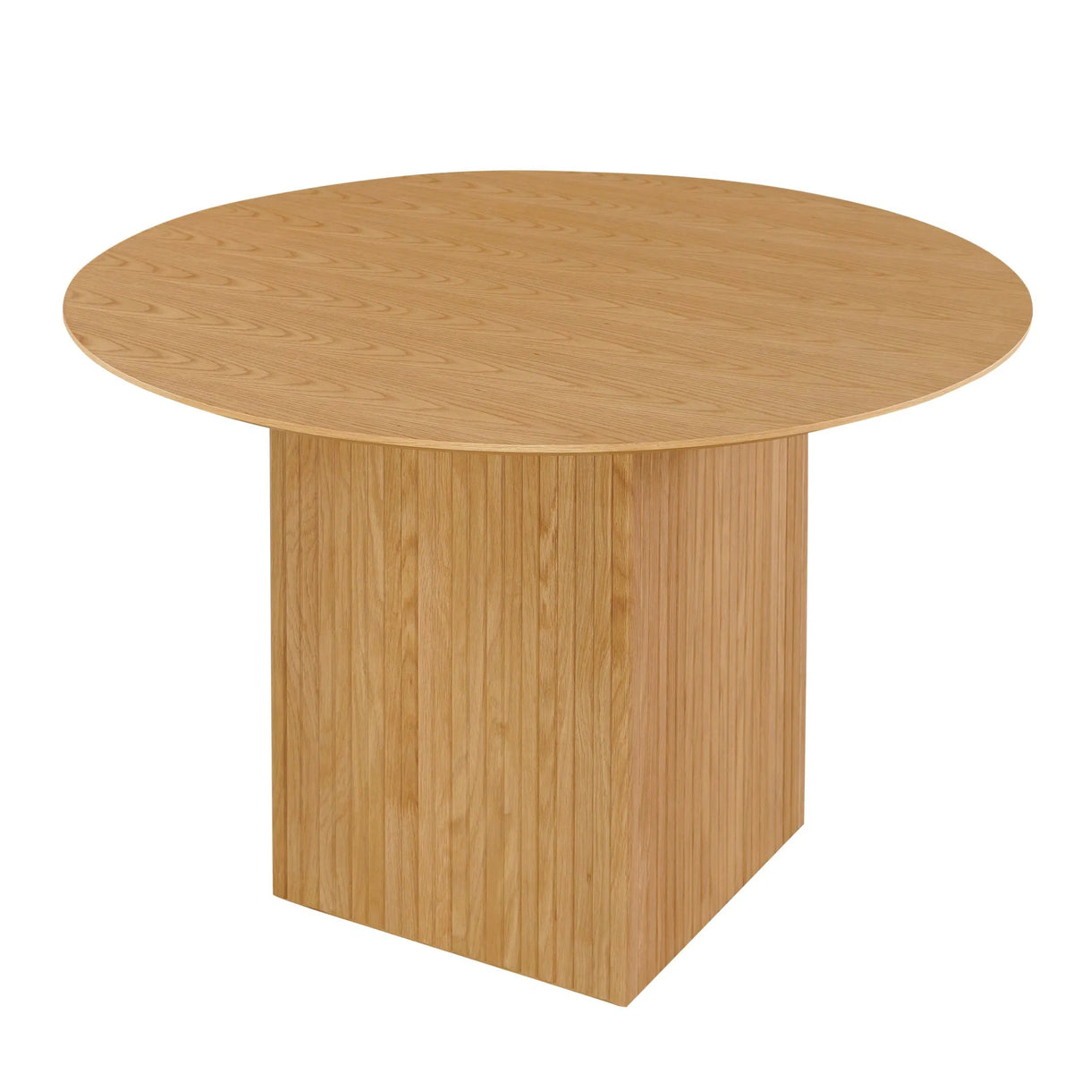 Eettafel rond op blokvoet 120 cm – foto 1 – Licht eiken