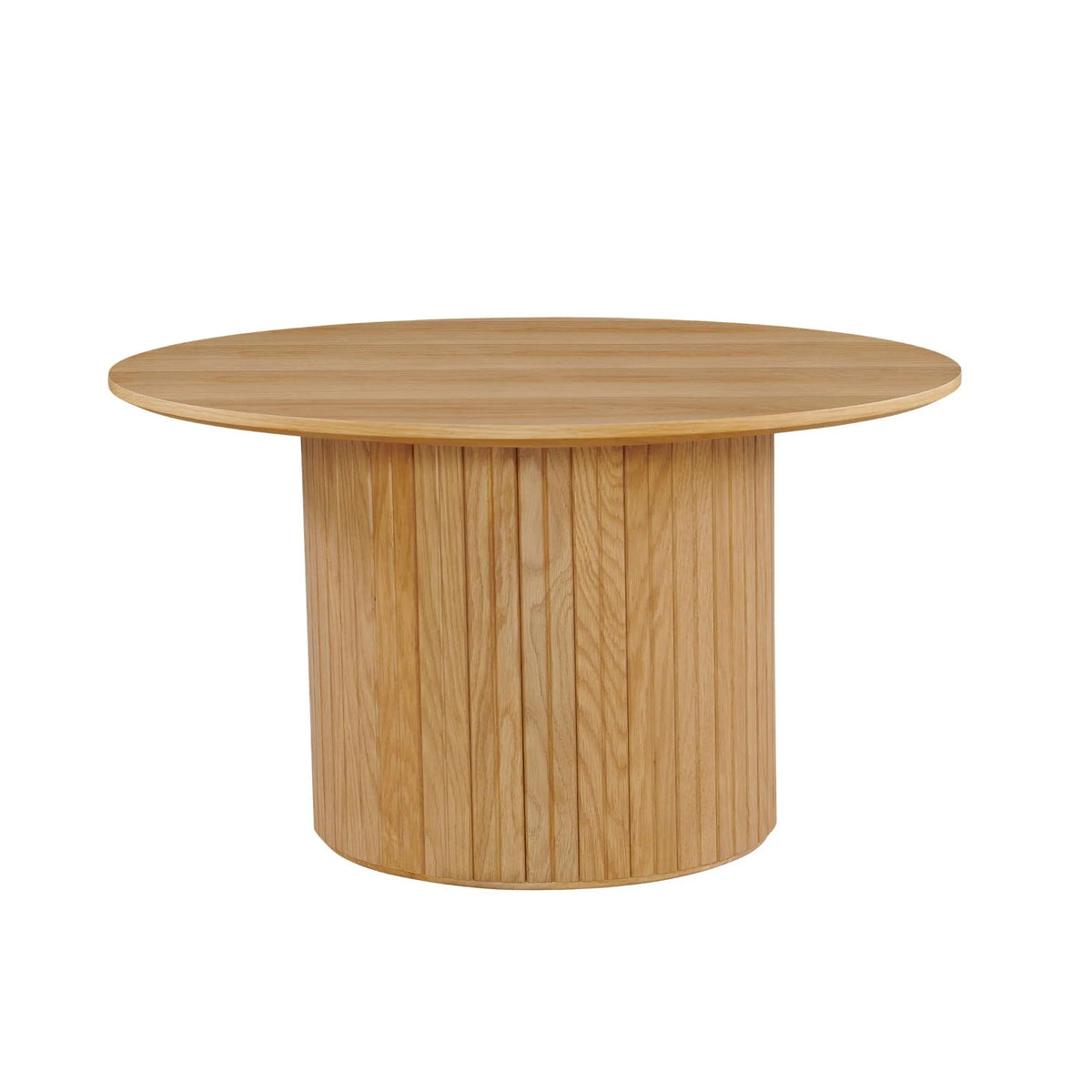 Eettafel rond op blokvoet 120 cm – foto 5 – Licht eiken