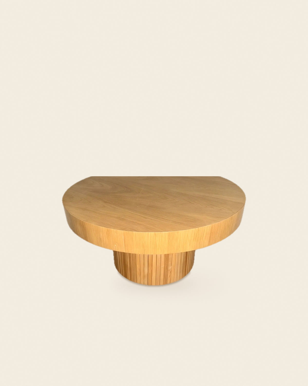 El ronde salontafel lamellen Ø90 – vooraanzicht – Licht eiken