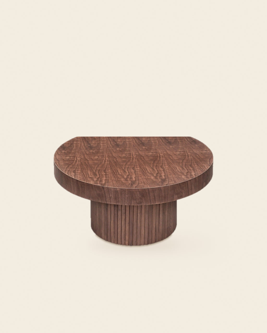 El ronde salontafel lamellen Ø90 – vooraanzicht – Walnoot