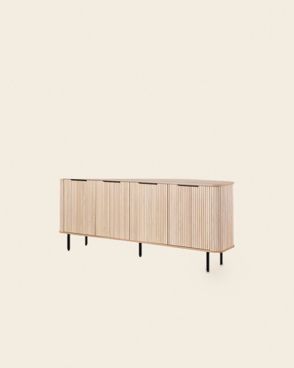 El lang dressoir lamellen 210 cm – vooraanzicht – Licht eiken