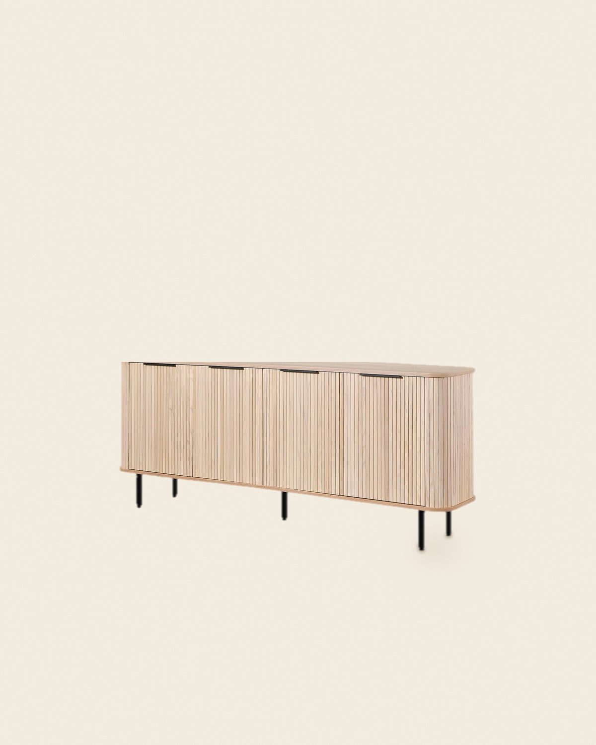 El lang dressoir lamellen 210 cm – vooraanzicht – Licht eiken