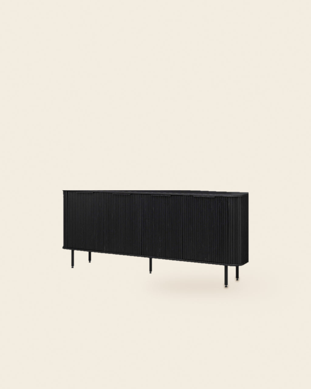 El lang dressoir lamellen 210 cm – vooraanzicht – Zwart