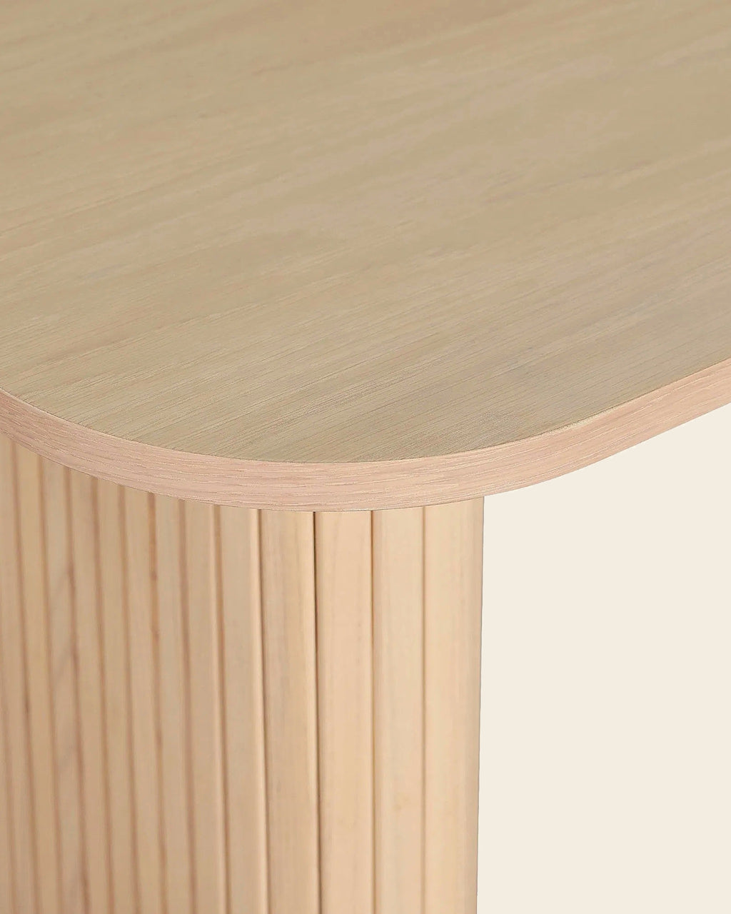 Voet consoletafel lamellenpoten eiken – close-up van het materiaal – Licht eiken