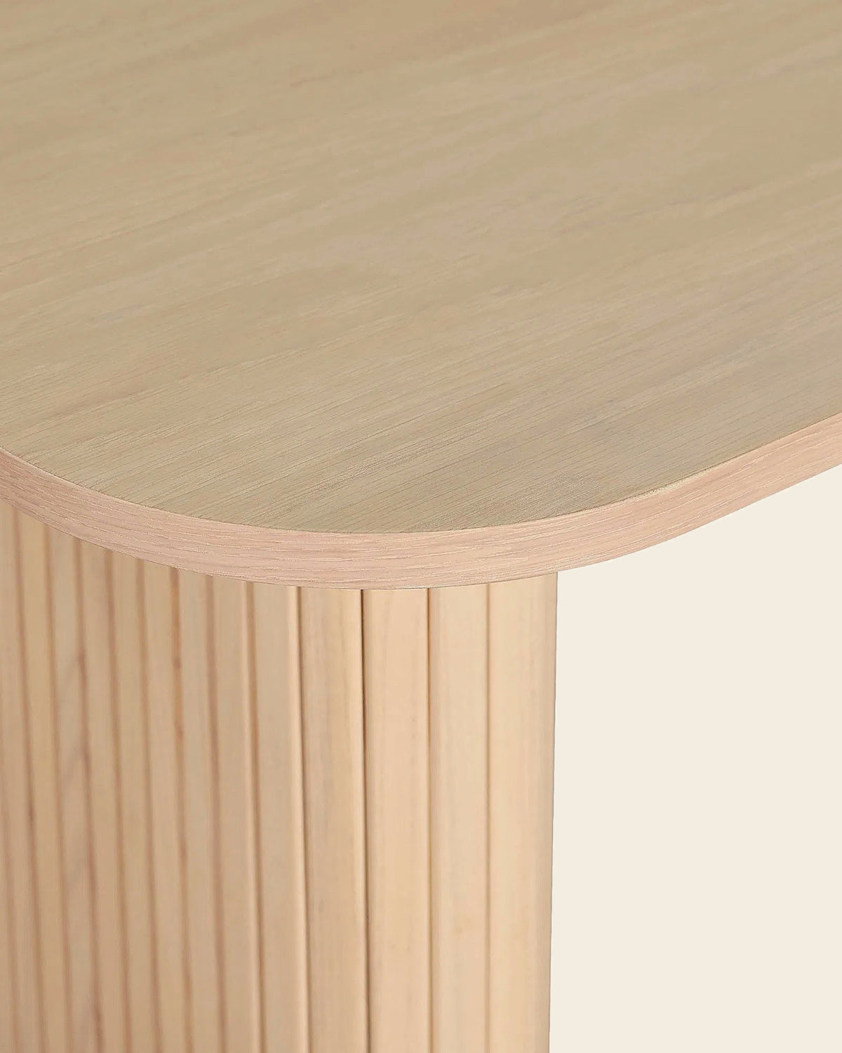 Voet consoletafel lamellenpoten eiken – close-up van het materiaal – Licht eiken