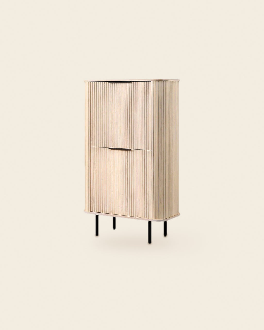 Mud hoge kast lamellen 140 cm – vooraanzicht – Licht eiken