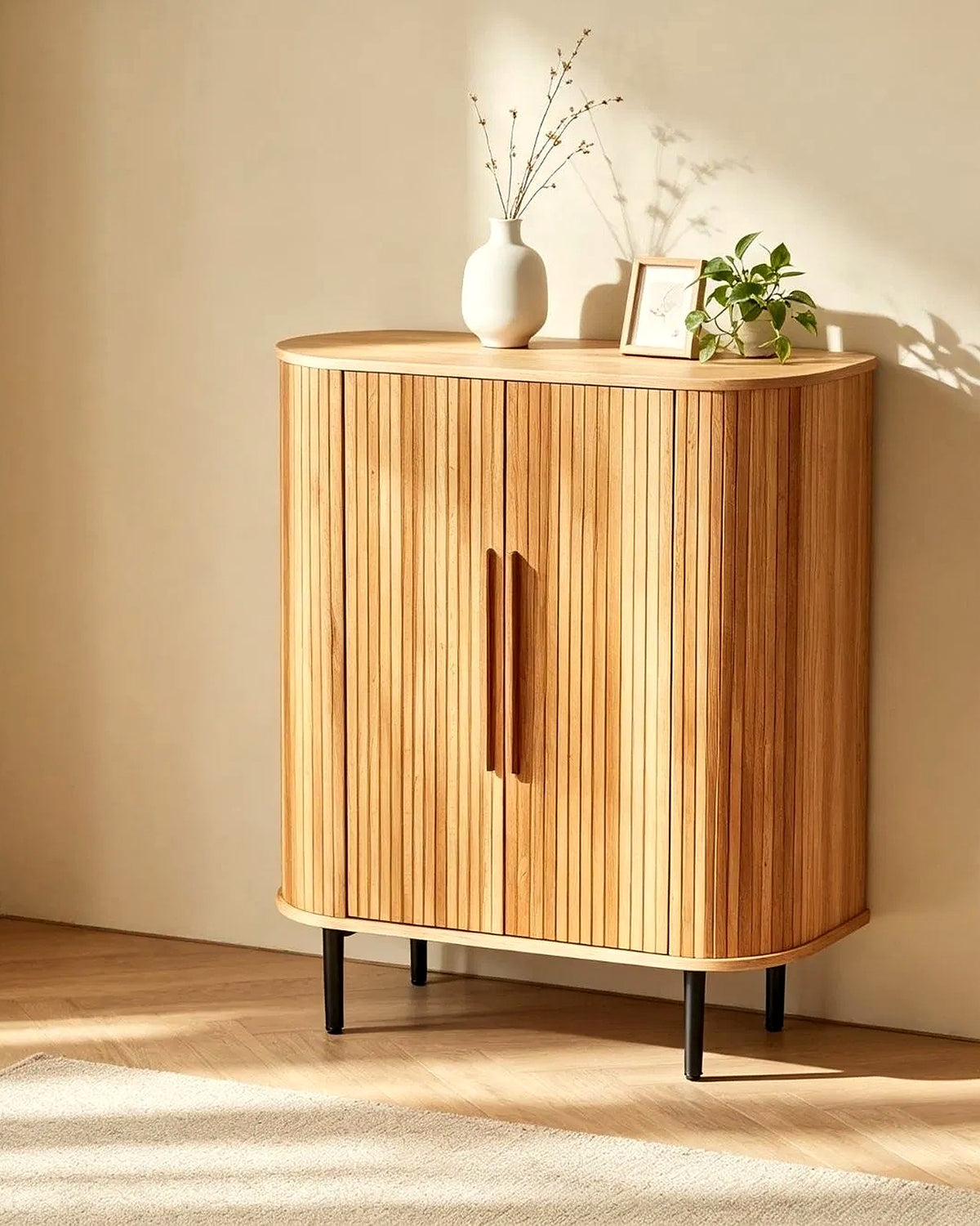 Mud barkast lamellen afgerond – in het interieur – Licht eiken