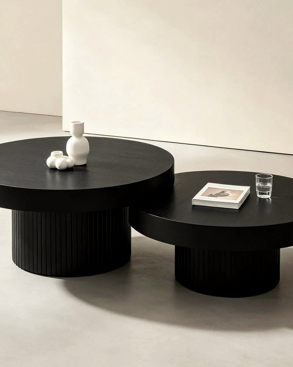 El ronde salontafels set van 2 – in de woonkamer – Zwart