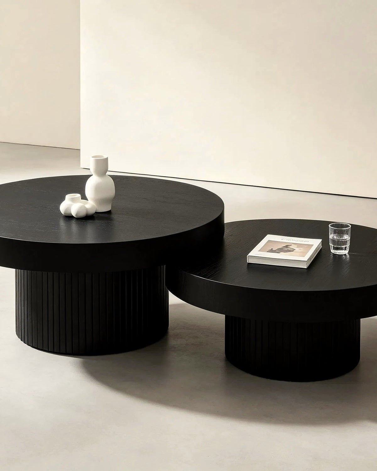 El ronde salontafels set van 2 – in de woonkamer – Zwart