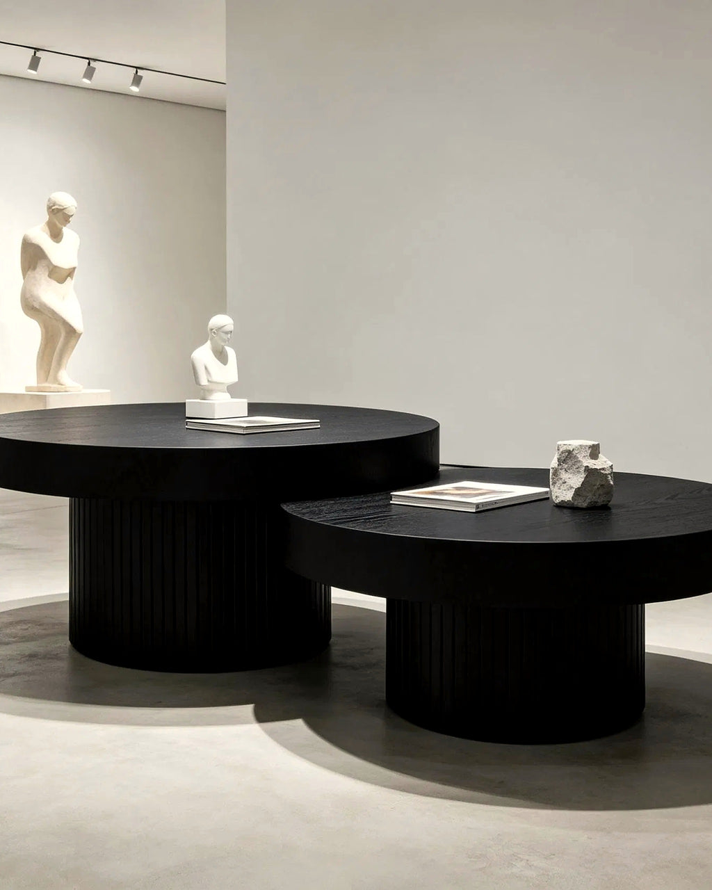 El ronde salontafels set van 2 – in het interieur – Zwart