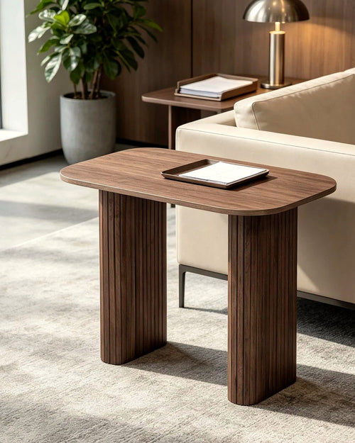 Voet consoletafel lamellenpoten walnoot – in de woonkamer – Walnoot