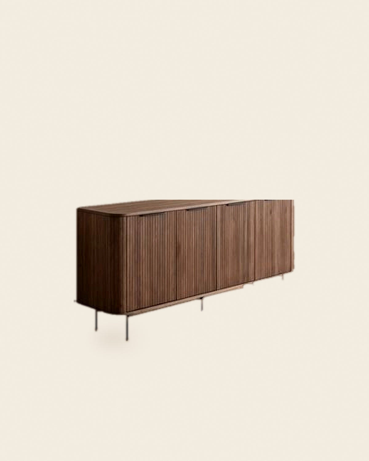 El lang dressoir lamellen walnoot – vooraanzicht – Walnoot