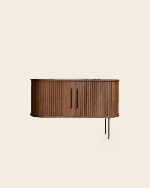 El dressoir lamellen afgerond walnoot – vooraanzicht – Walnoot