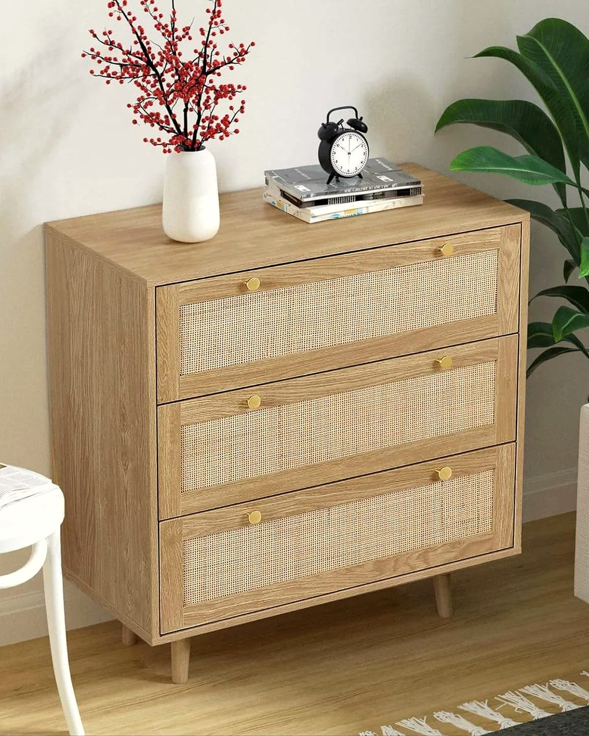 Span ladekast rotan 3 lades – in de woonkamer – Naturel