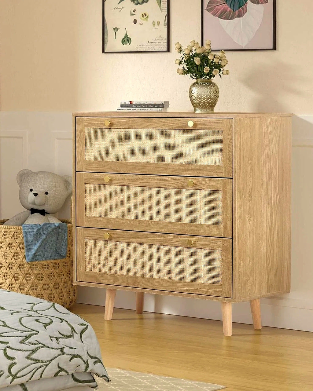Span ladekast rotan 3 lades – in het interieur – Naturel