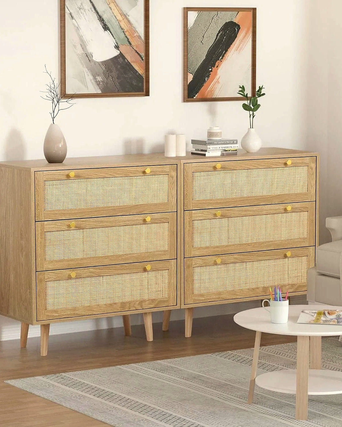 Span ladekast rotan 6 lades – in de woonkamer – Naturel