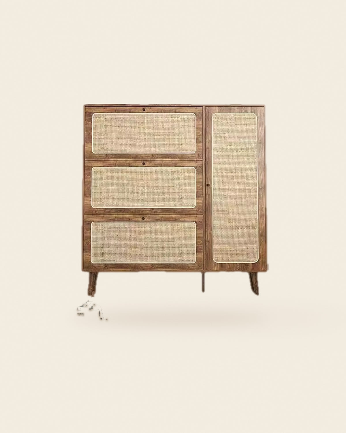 Span hoge kast rotan met kleppen – vooraanzicht – Naturel