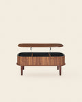 El ovale lift-top salontafel walnoot – vooraanzicht – Walnoot