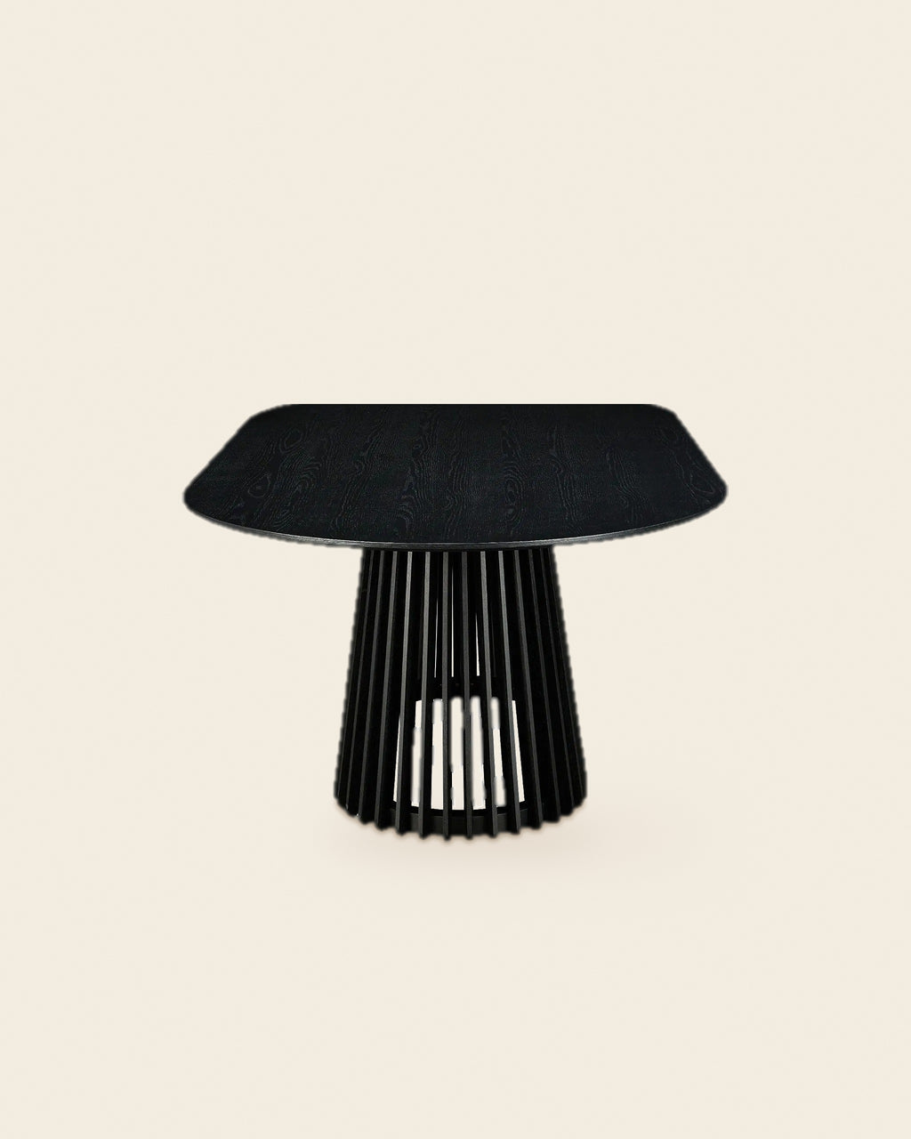 El ovale eettafel lamellenvoet 200 cm – vooraanzicht – Zwart