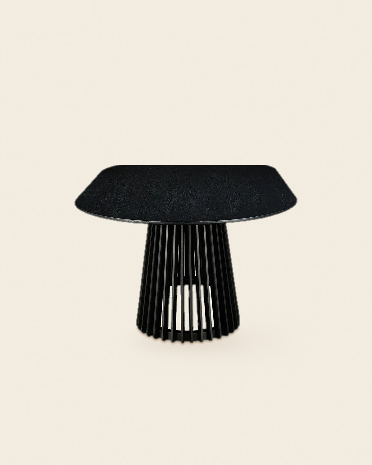 El ovale eettafel lamellenvoet 200 cm – vooraanzicht – Zwart