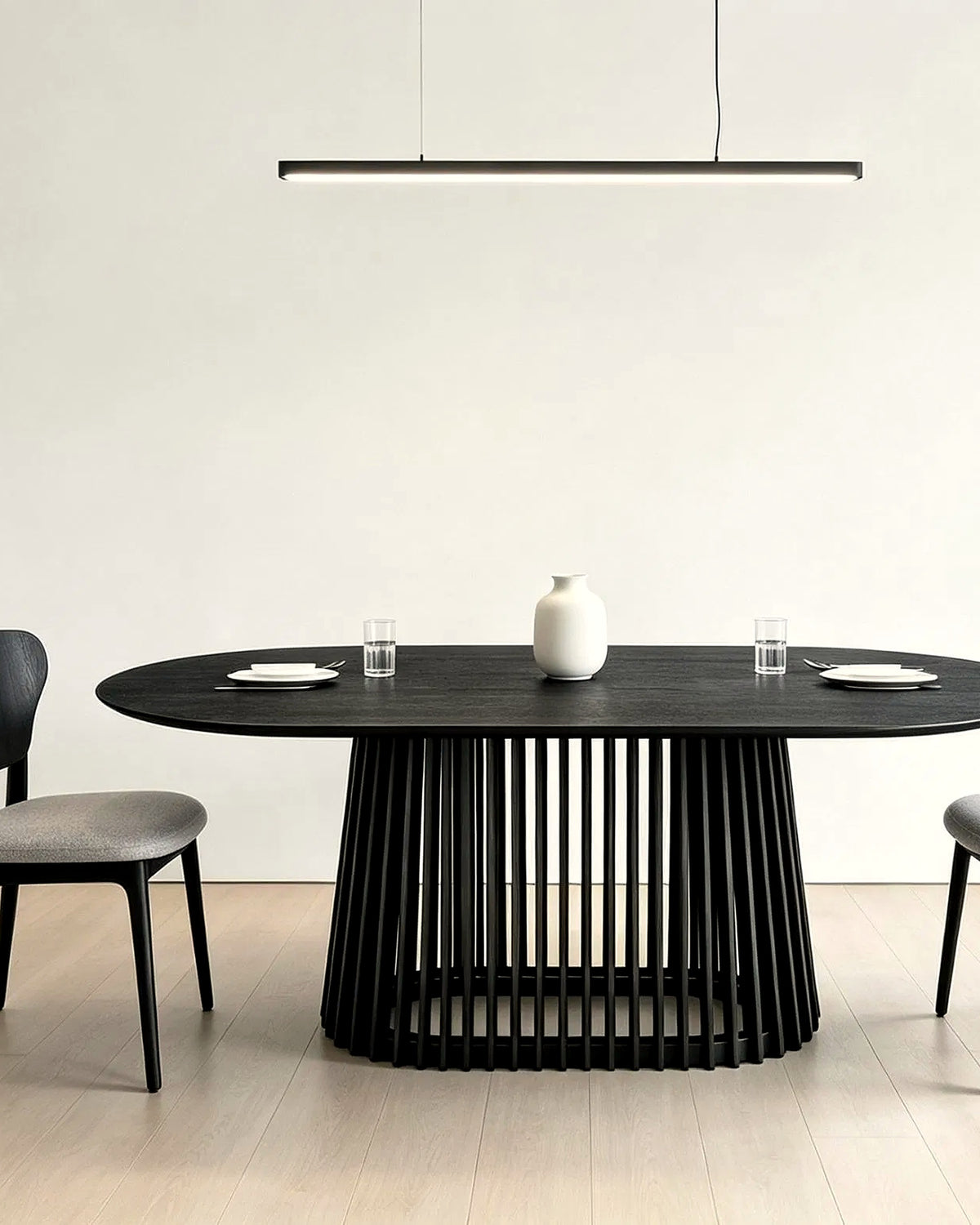 El ovale eettafel lamellenvoet 200 cm – in de woonkamer – Zwart