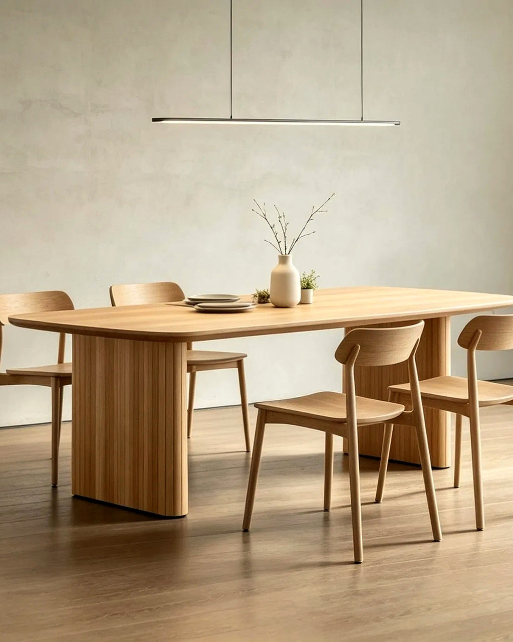 El eettafel paneelpoten 200 cm – in het interieur – Licht eiken