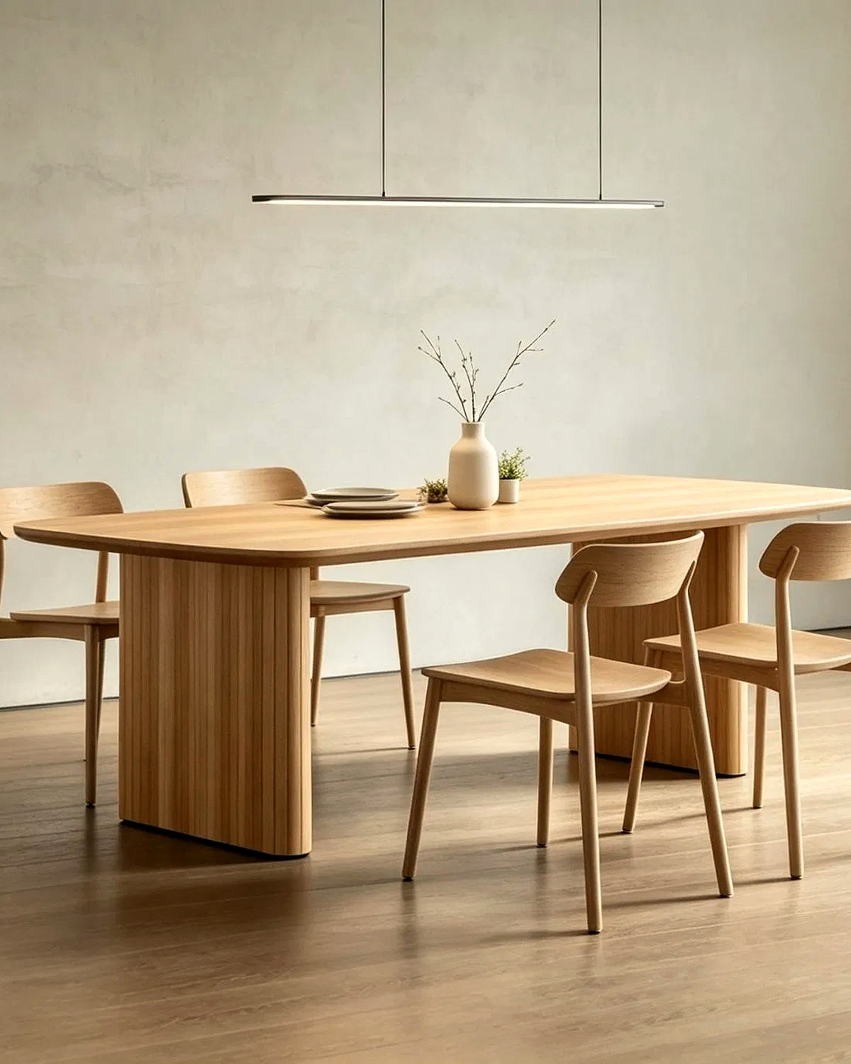 El eettafel paneelpoten 200 cm – in het interieur – Licht eiken