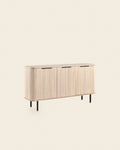 Dressoir met lamellen en 3 deuren 160 cm – vooraanzicht – Licht eiken