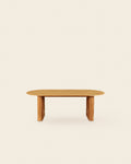 Ovale eettafel met lamellenpoten 220 cm – vooraanzicht – Licht eiken