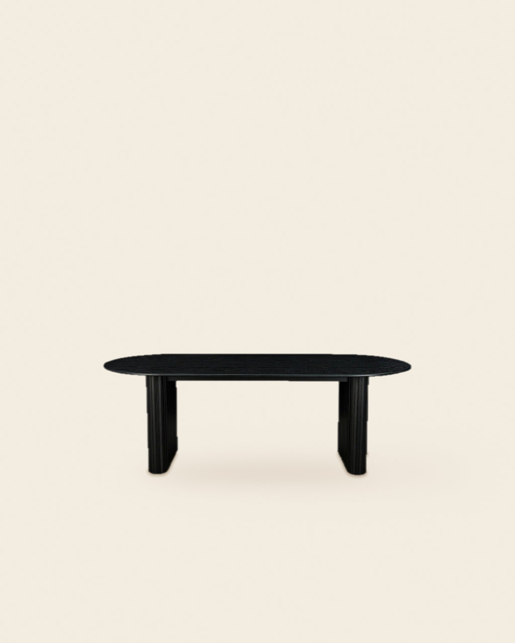 Ovale eettafel met lamellenpoten 220 cm – vooraanzicht – Zwart