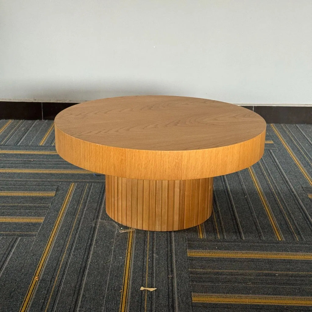 Salontafel rond op zuil 75 cm – foto 2 – Licht eiken