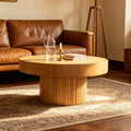 Salontafel rond op zuil 75 cm – foto 1 – Licht eiken
