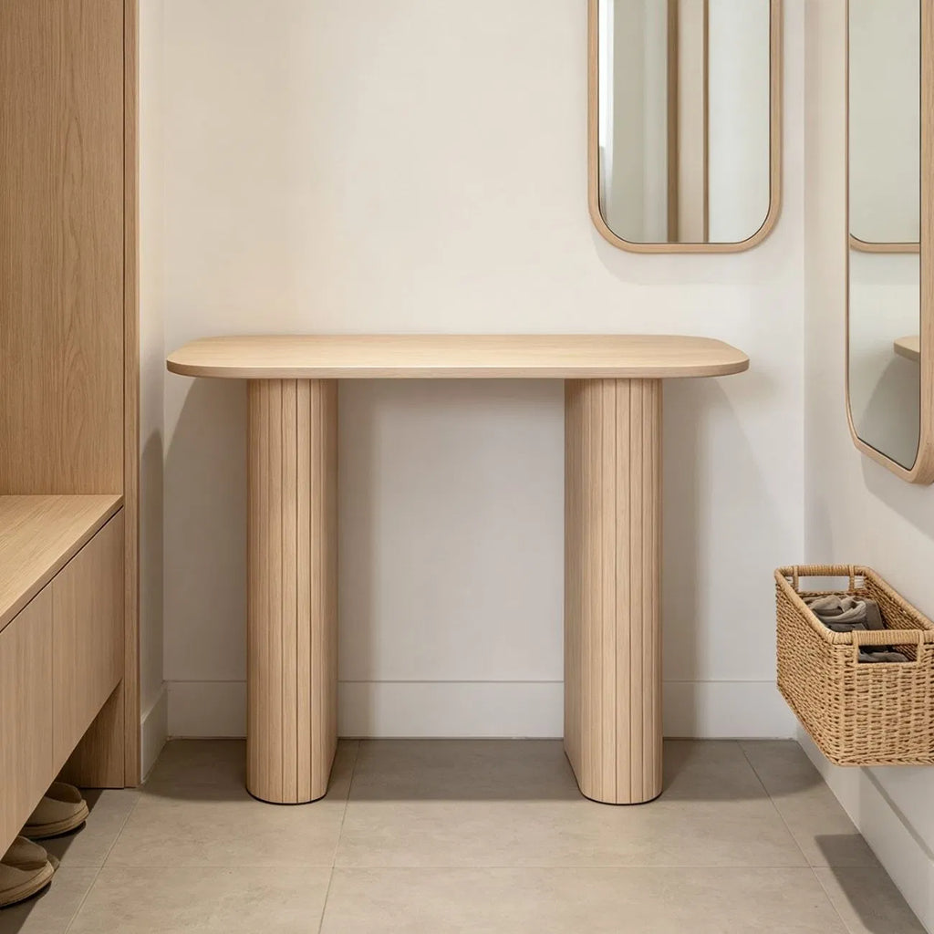 Sidetable op zuilen 100 cm – foto 2 – Licht eiken
